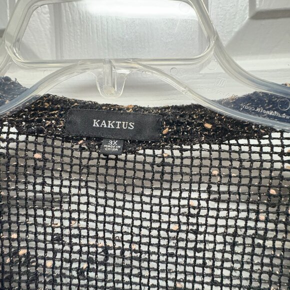 Kaktus brand Black Color Plus size 3X crochet look Blouse Vest - Picture 2 of 2